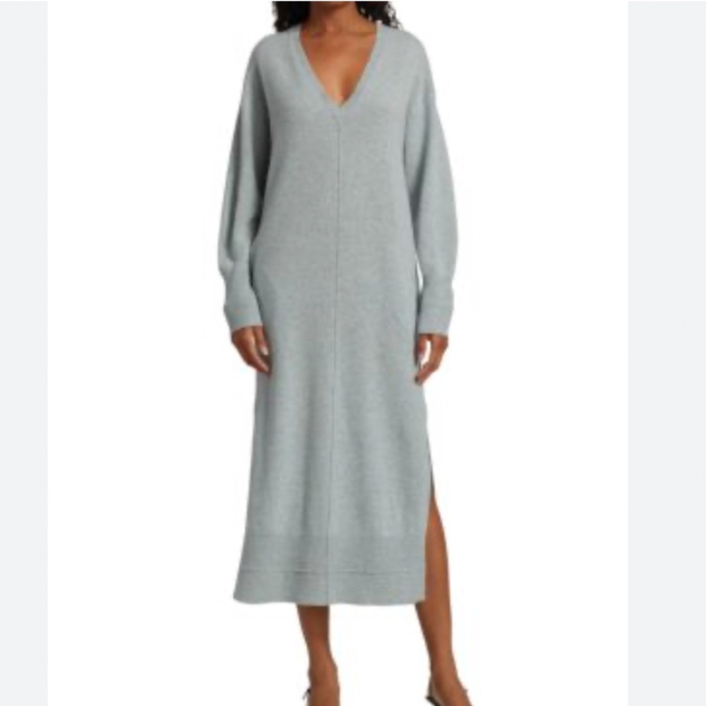 Remain Birger Christensen Nova Long Sleeve‎ Wool Sweater Dress In Light Blue 2